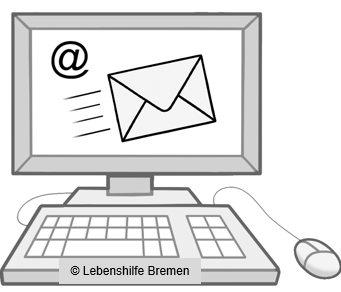 Computerbildschirm mit einem Brief und dem @ - Zeichen