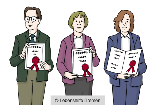 Lehrer und Lehrerinnen mit Abschlusszeugnis
